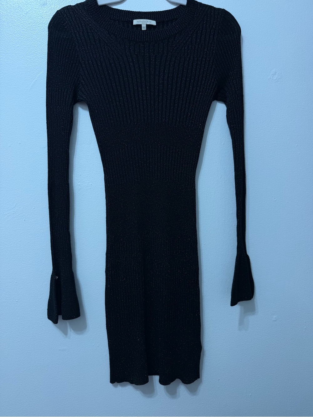 PATRIZIA PEPE Ribbed Long-Sleeve Knit Dress - Black